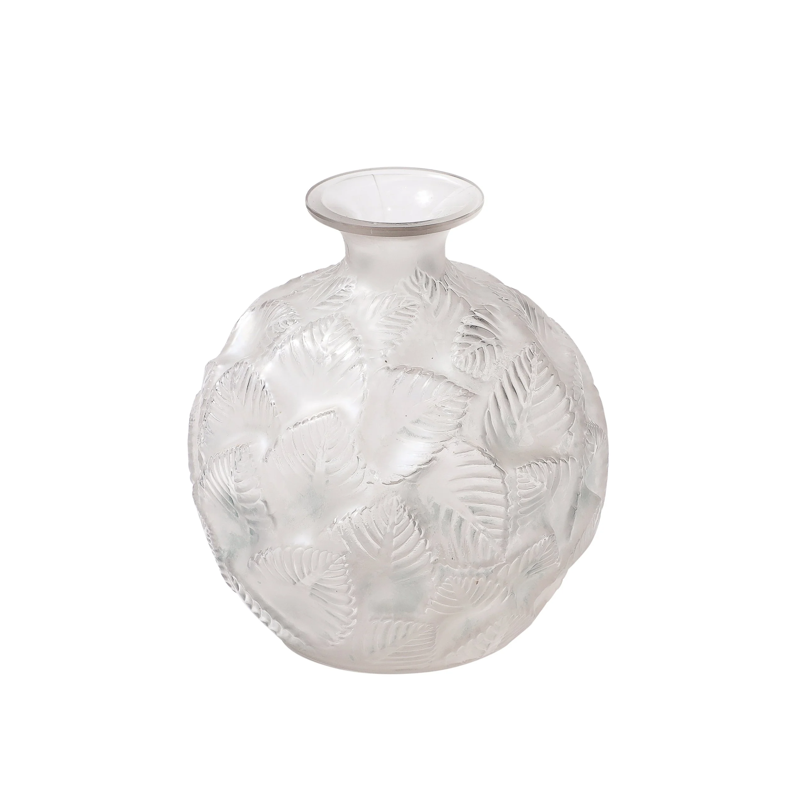 1930s Rare Topaz Hand Blown Spherical Vase, Signed by Daum